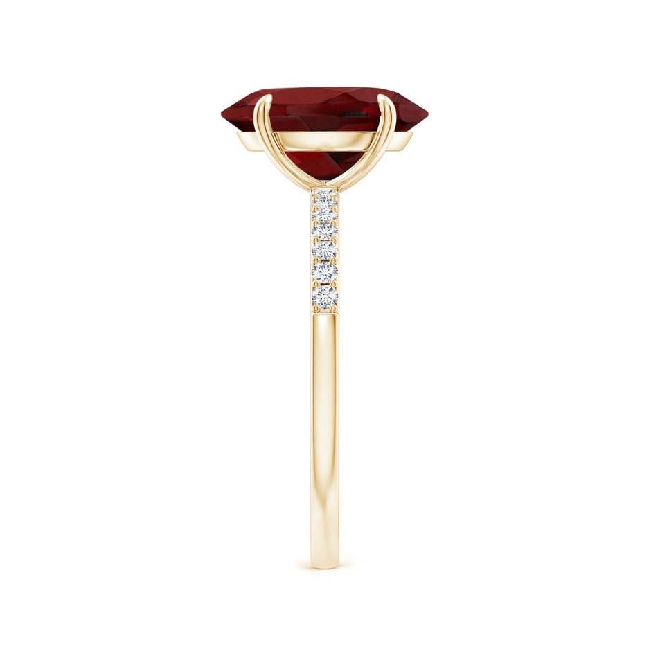 11x9mm AAAA Claw-Set Oval Garnet Ring with Diamonds in Yellow Gold side-2
