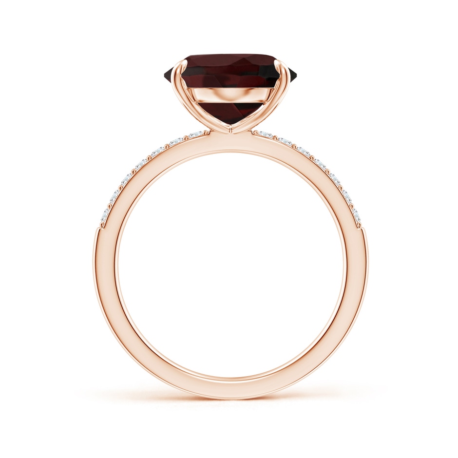 12x10mm A Claw-Set Oval Garnet Ring with Diamonds in Rose Gold side-1