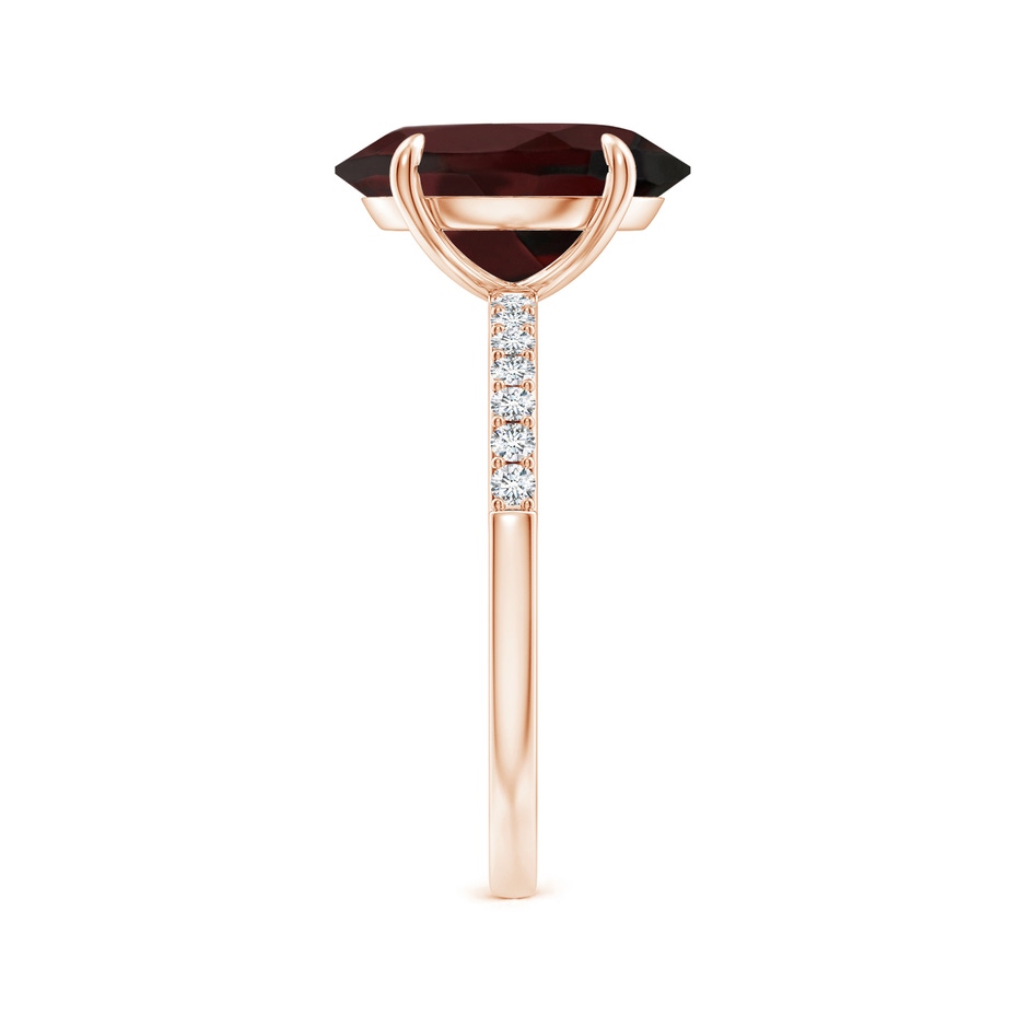 12x10mm A Claw-Set Oval Garnet Ring with Diamonds in Rose Gold side-2