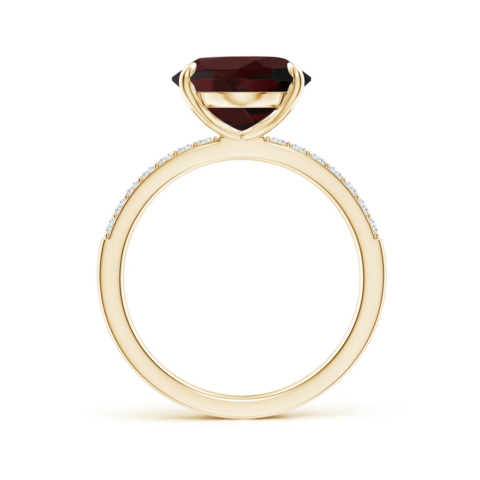 12x10mm A Claw-Set Oval Garnet Ring with Diamonds in Yellow Gold side-1