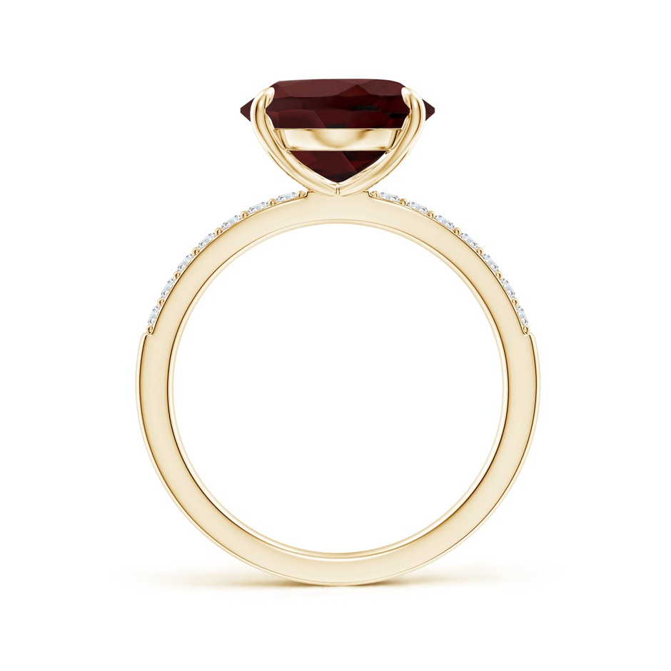 12x10mm AA Claw-Set Oval Garnet Ring with Diamonds in Yellow Gold side-1