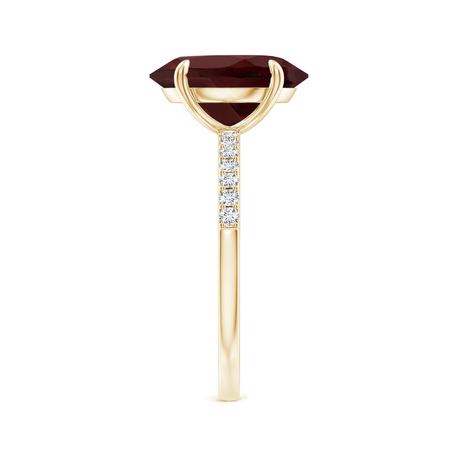 12x10mm AA Claw-Set Oval Garnet Ring with Diamonds in Yellow Gold side-2