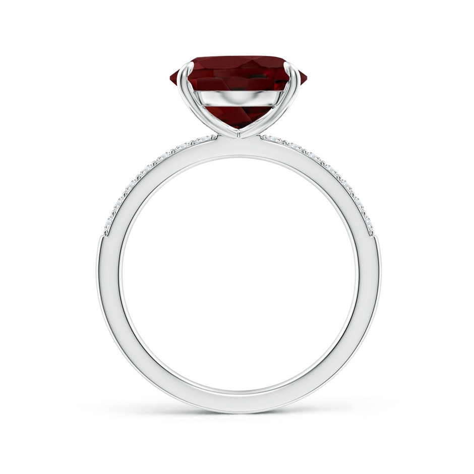 12x10mm AAA Claw-Set Oval Garnet Ring with Diamonds in White Gold side-1