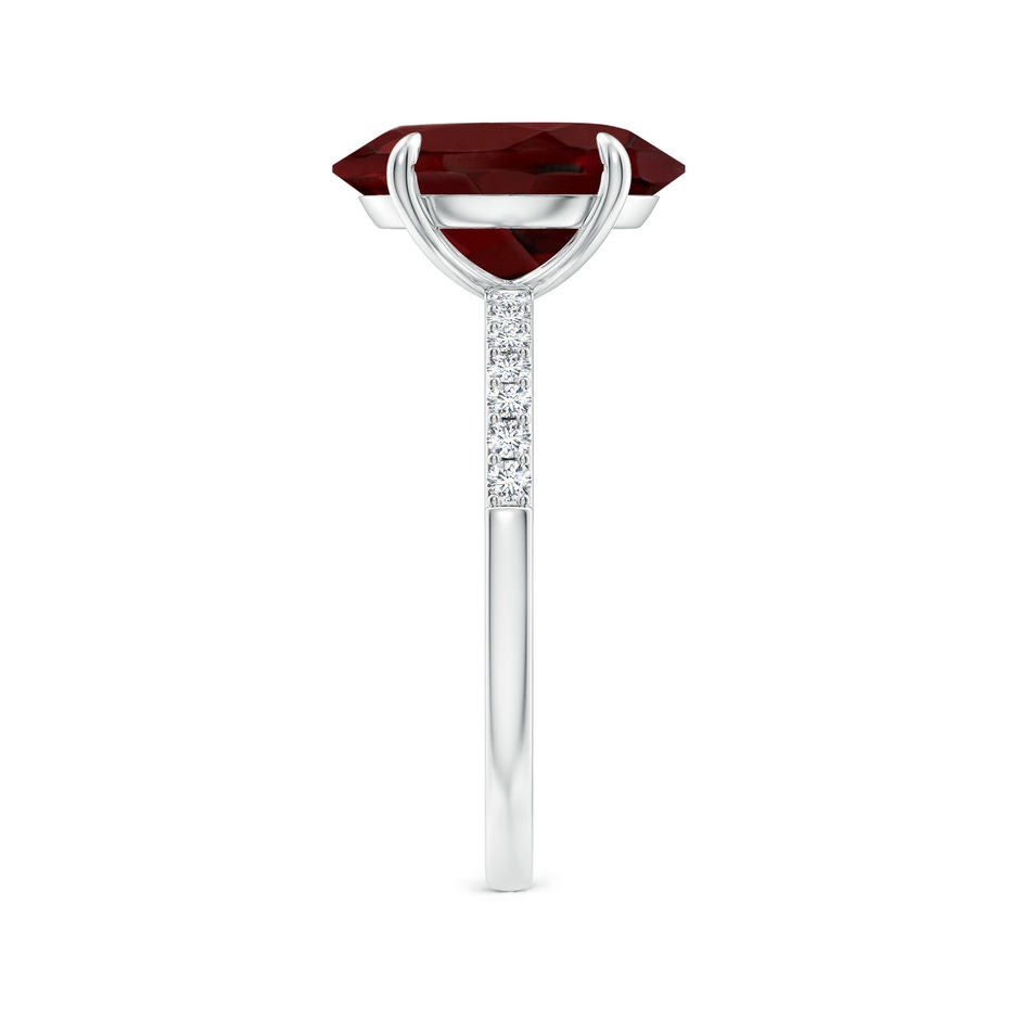 12x10mm AAA Claw-Set Oval Garnet Ring with Diamonds in White Gold side-2