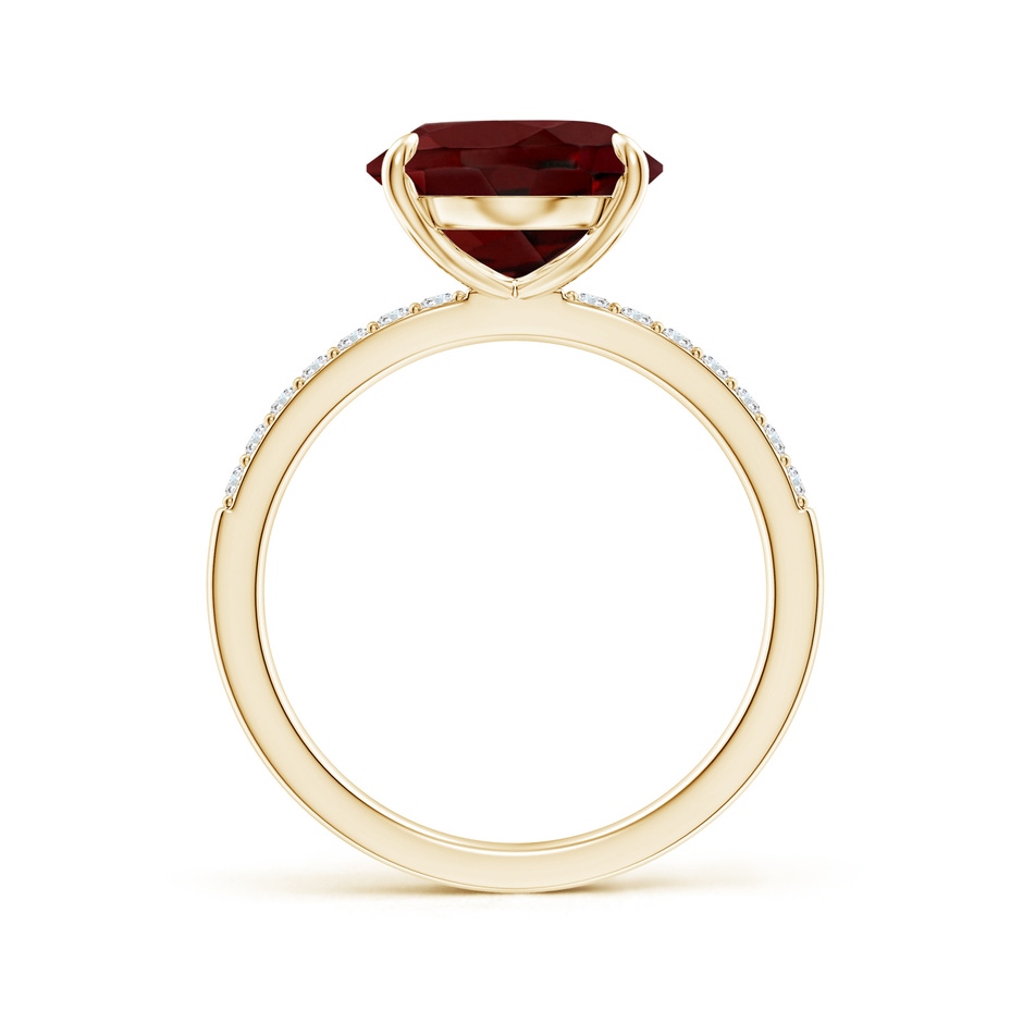 12x10mm AAA Claw-Set Oval Garnet Ring with Diamonds in Yellow Gold side-1
