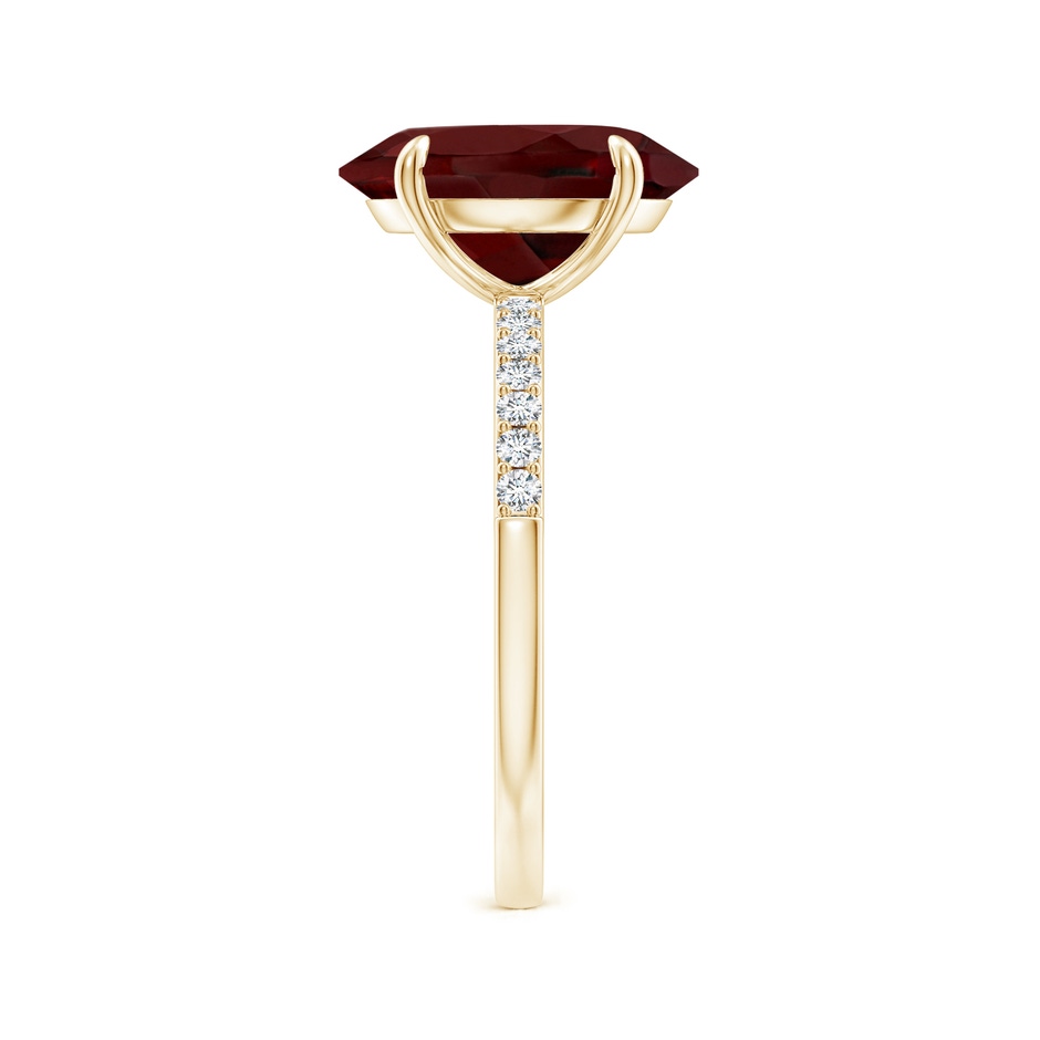12x10mm AAA Claw-Set Oval Garnet Ring with Diamonds in Yellow Gold side-2