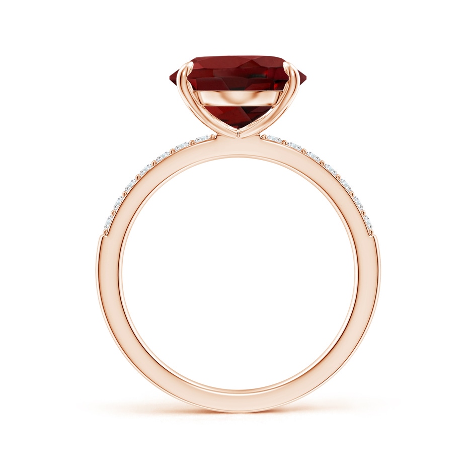 12x10mm AAAA Claw-Set Oval Garnet Ring with Diamonds in Rose Gold side-1