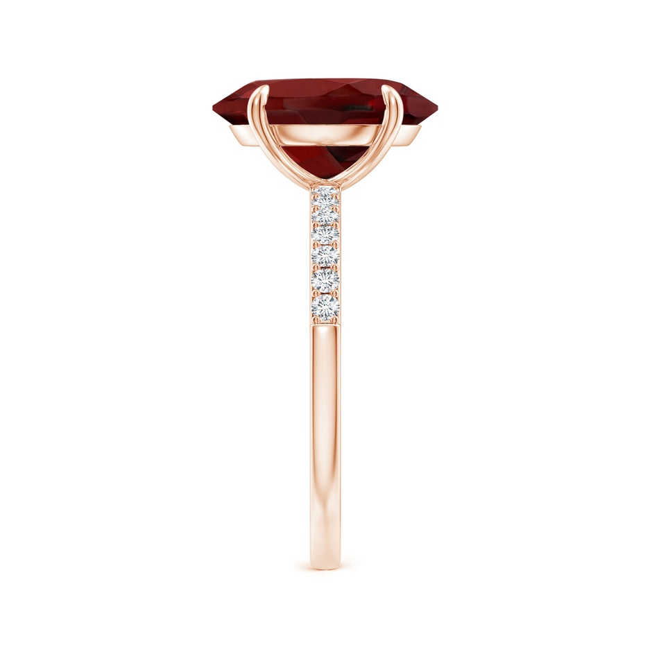 12x10mm AAAA Claw-Set Oval Garnet Ring with Diamonds in Rose Gold side-2