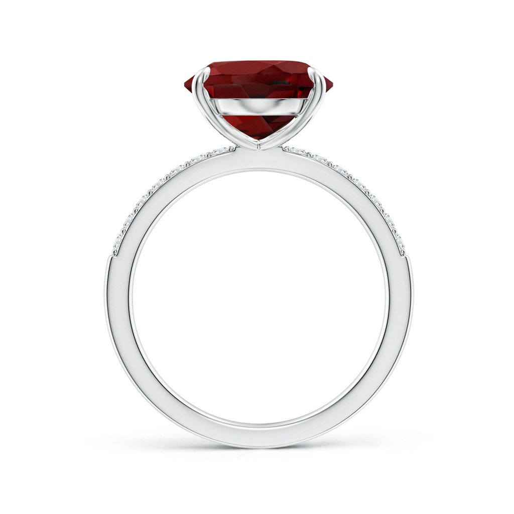 12x10mm AAAA Claw-Set Oval Garnet Ring with Diamonds in White Gold Side-1