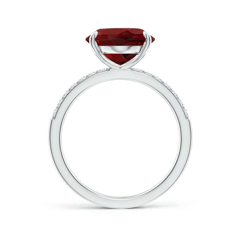 12x10mm AAAA Claw-Set Oval Garnet Ring with Diamonds in White Gold side-1