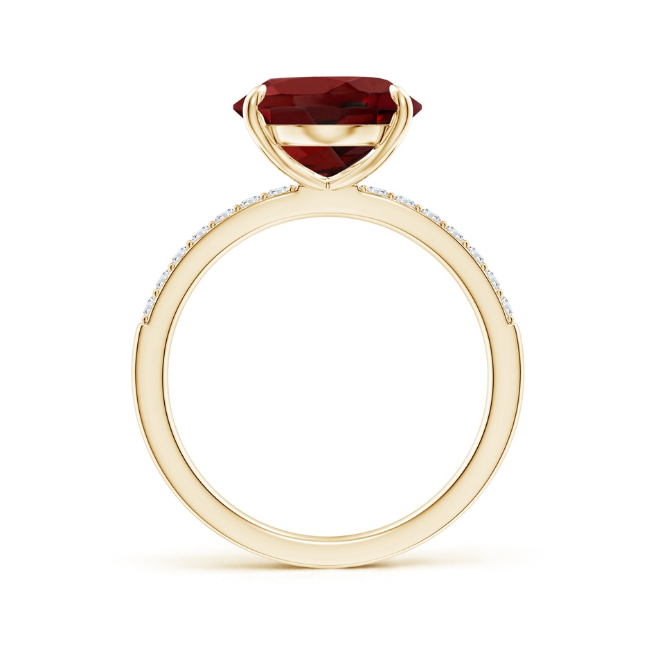 12x10mm AAAA Claw-Set Oval Garnet Ring with Diamonds in Yellow Gold side-1