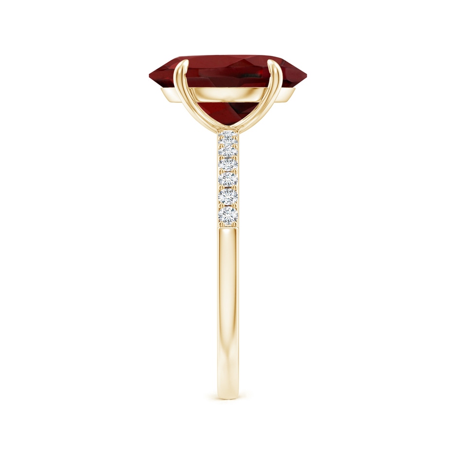 12x10mm AAAA Claw-Set Oval Garnet Ring with Diamonds in Yellow Gold side-2