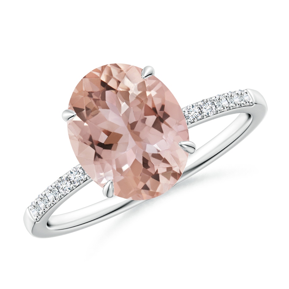 10x8mm AAA Claw-Set Oval Morganite Ring with Diamonds in P950 Platinum 