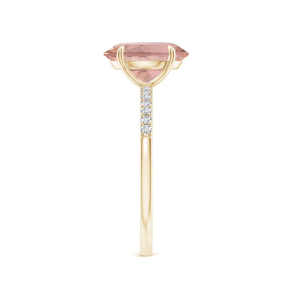 10x8mm AAAA Claw-Set Oval Morganite Ring with Diamonds in Yellow Gold side-2