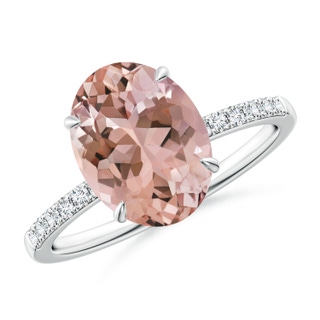 11x9mm AAAA Claw-Set Oval Morganite Ring with Diamonds in P950 Platinum