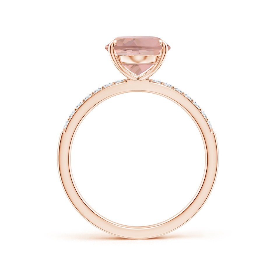 11x9mm AAAA Claw-Set Oval Morganite Ring with Diamonds in Rose Gold side-1