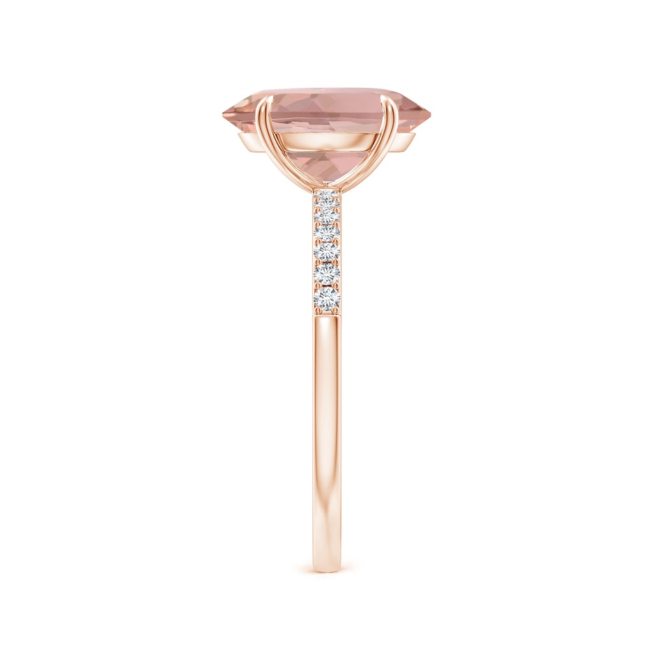 11x9mm AAAA Claw-Set Oval Morganite Ring with Diamonds in Rose Gold side-2