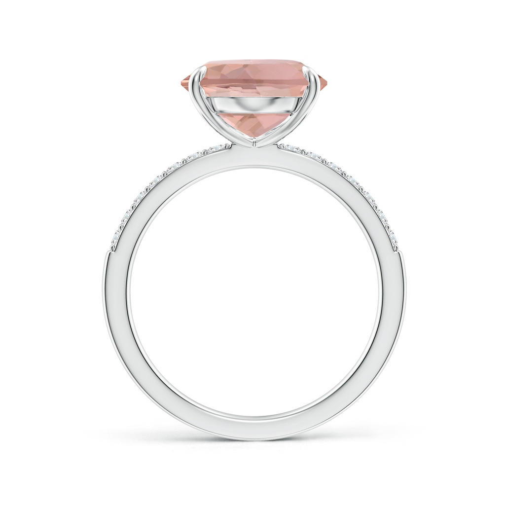 12x10mm AAAA Claw-Set Oval Morganite Ring with Diamonds in White Gold - side_1