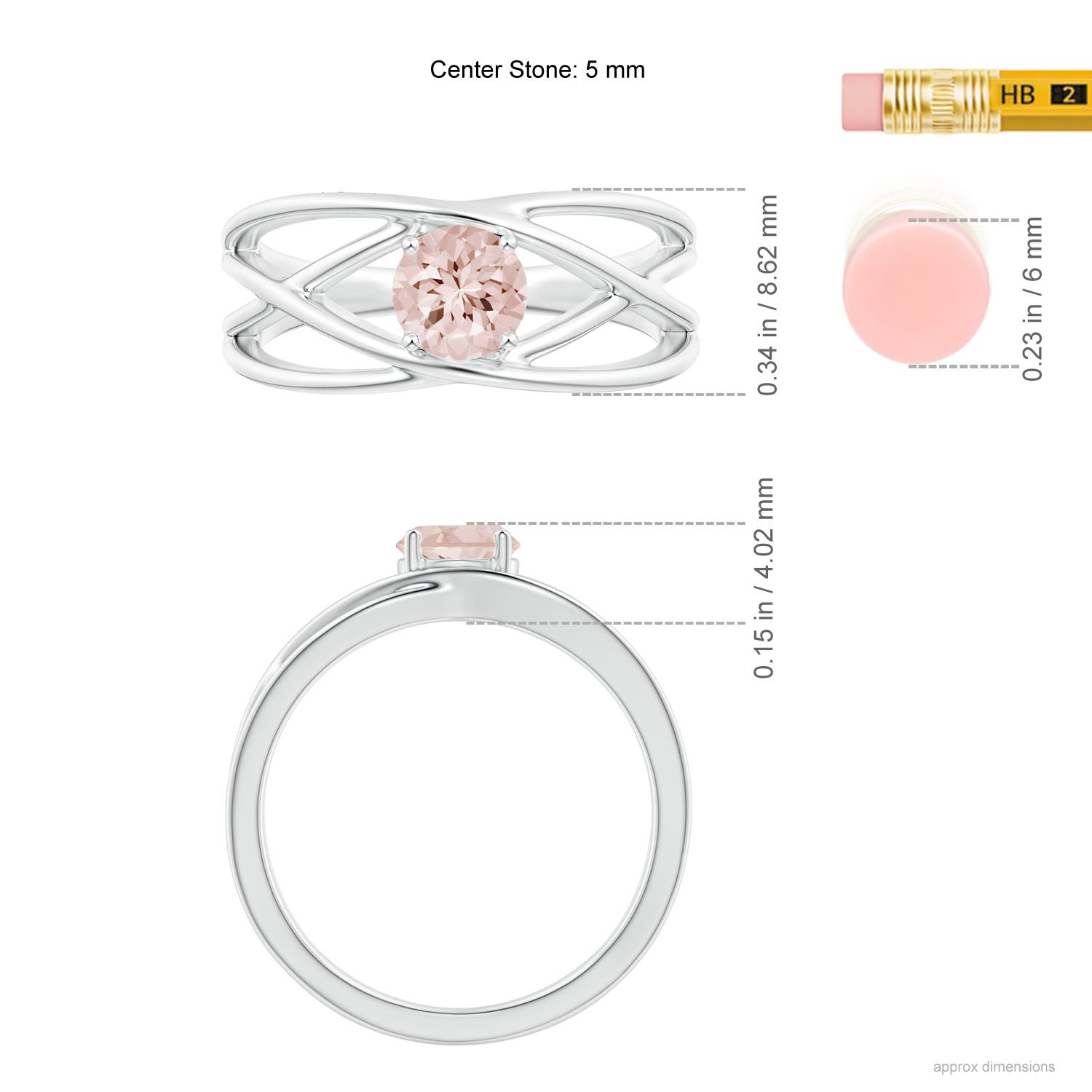 AA - Morganite / 0.42 CT / 14 KT White Gold