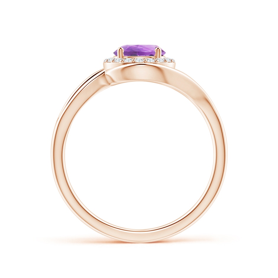 6mm A Amethyst Bypass Engagement Ring with Diamond Halo in Rose Gold side 1