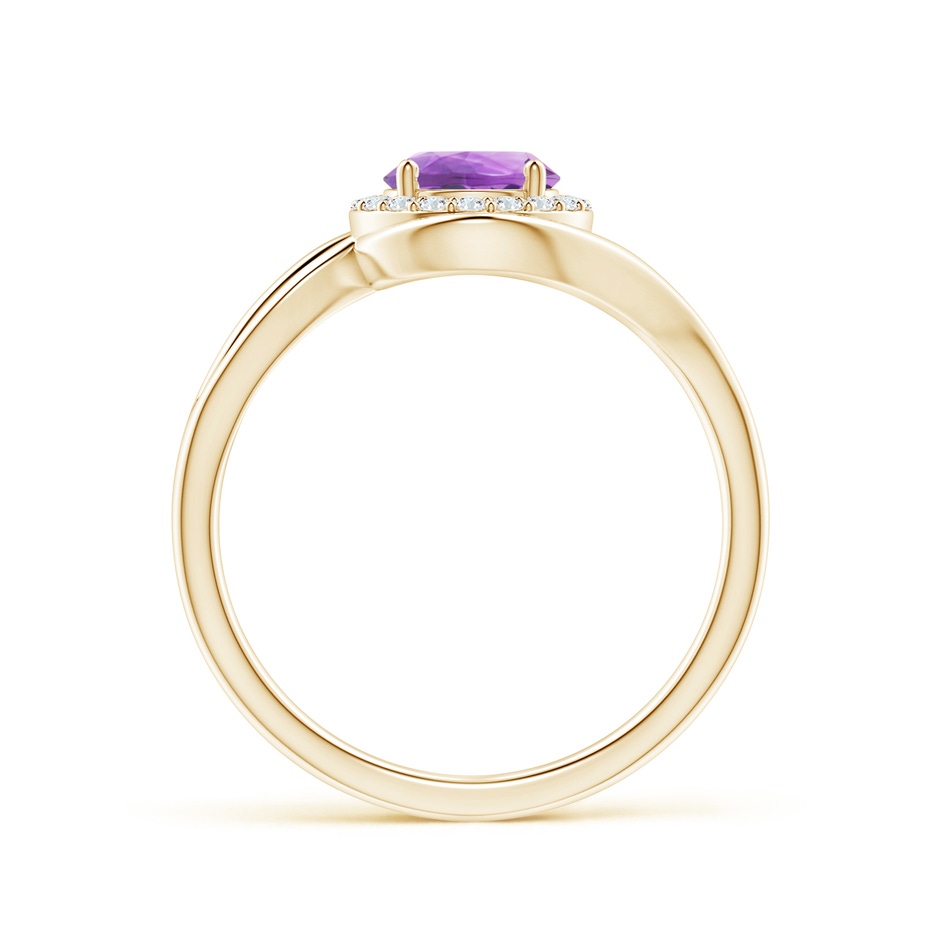6mm A Amethyst Bypass Engagement Ring with Diamond Halo in Yellow Gold side 1