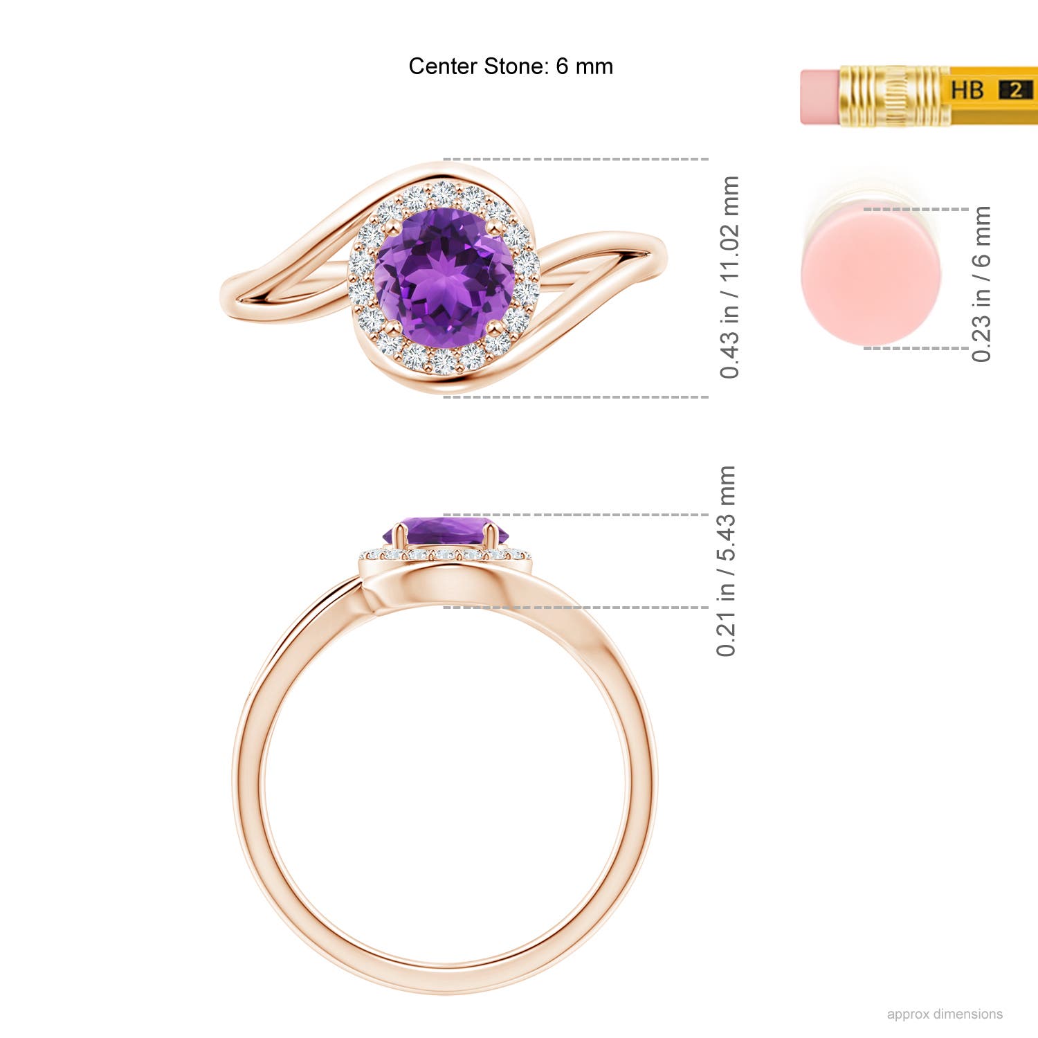 AAA - Amethyst / 0.91 CT / 14 KT Rose Gold