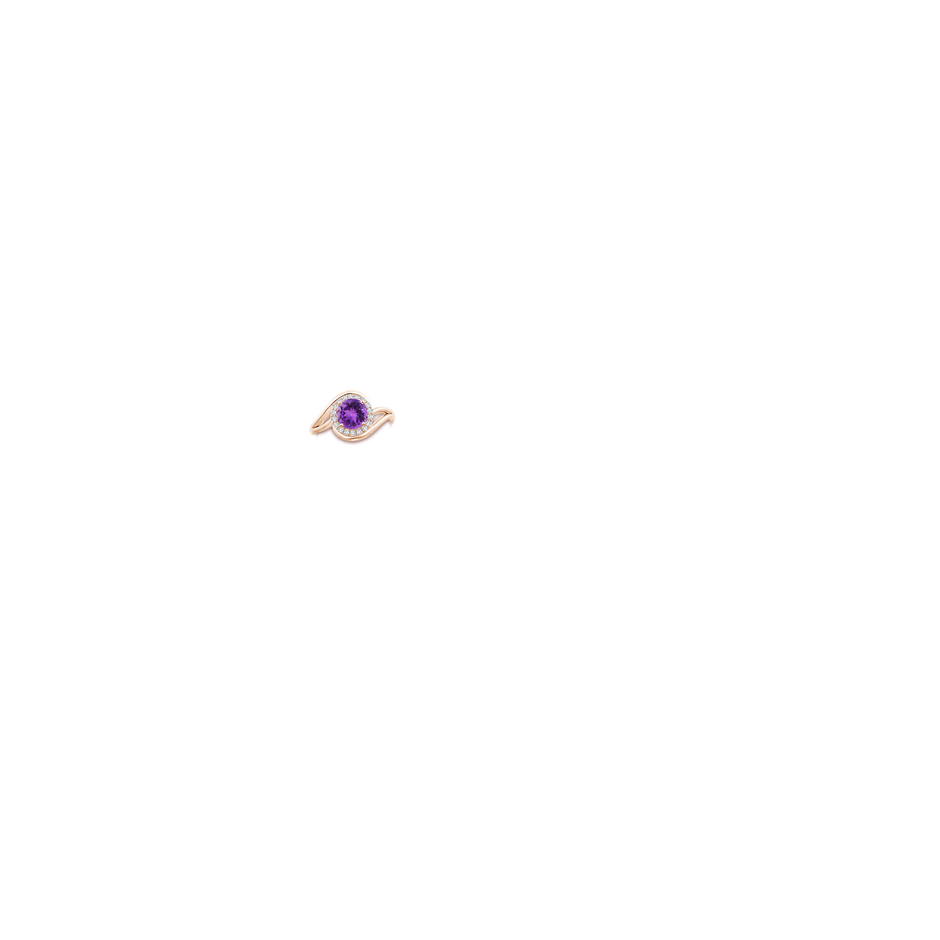 7mm AAA Amethyst Bypass Engagement Ring with Diamond Halo in Rose Gold body-hand