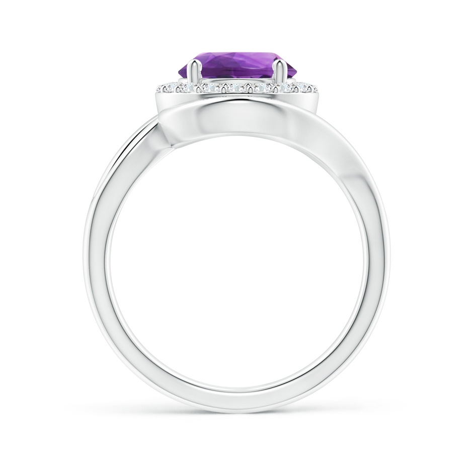 8mm AAA Amethyst Bypass Engagement Ring with Diamond Halo in White Gold side 1