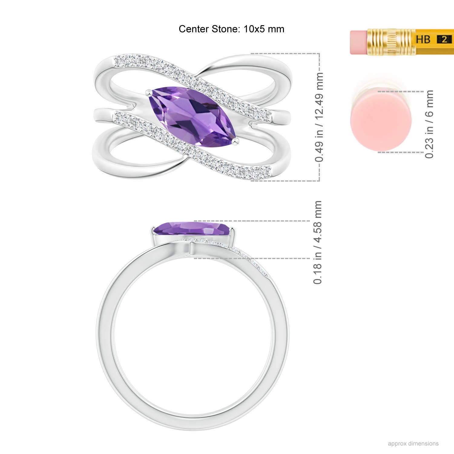 AA - Amethyst / 1.13 CT / 14 KT White Gold