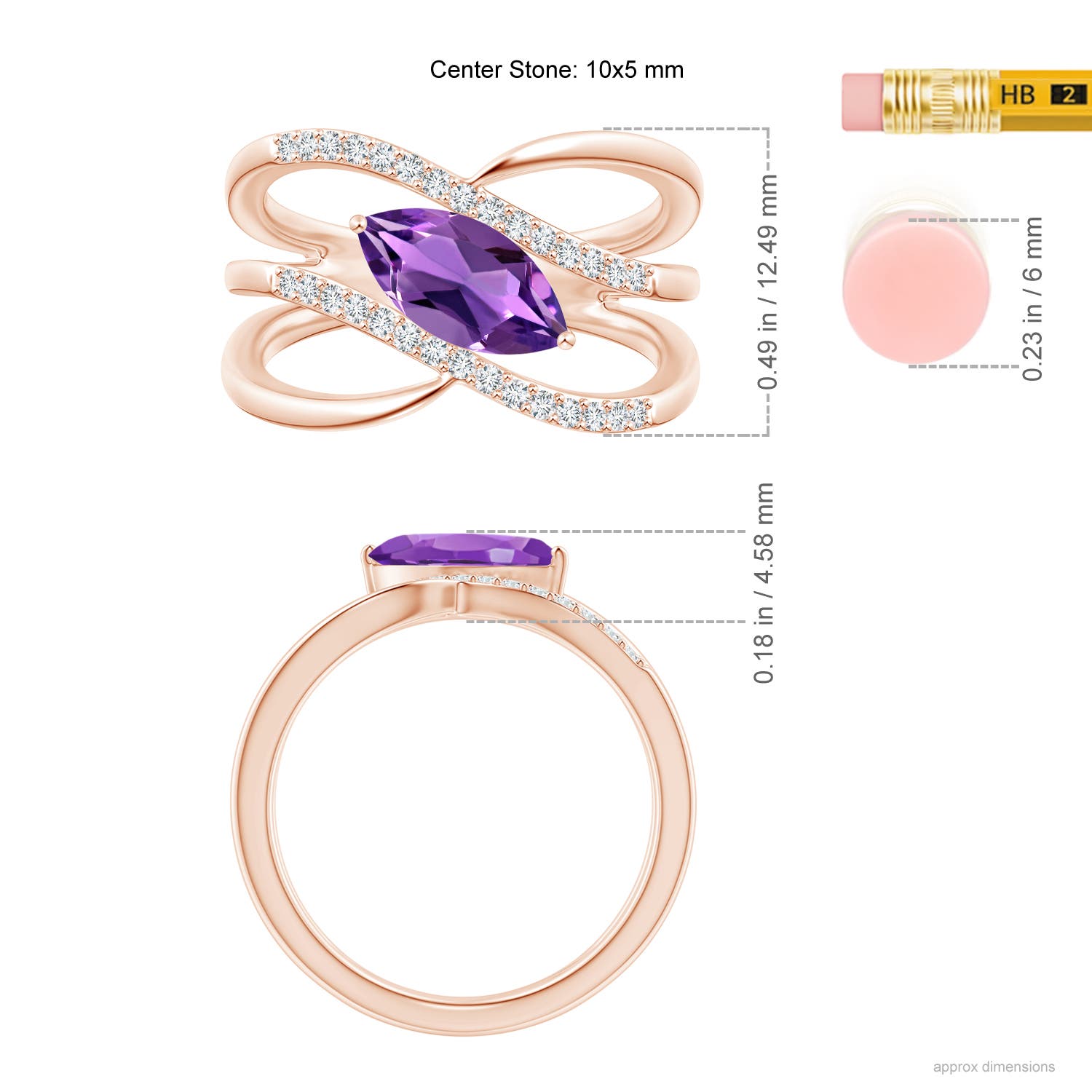 AAA - Amethyst / 1.13 CT / 14 KT Rose Gold