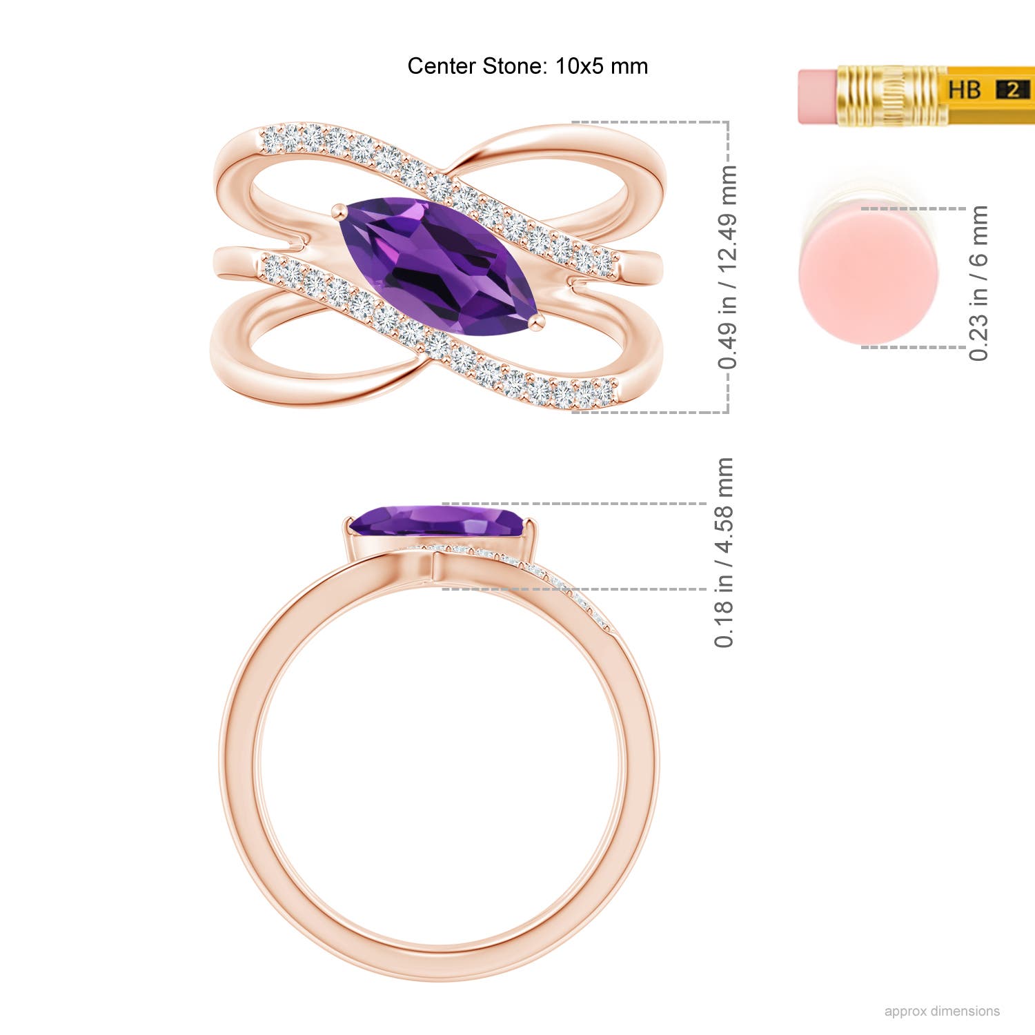 AAAA - Amethyst / 1.13 CT / 14 KT Rose Gold