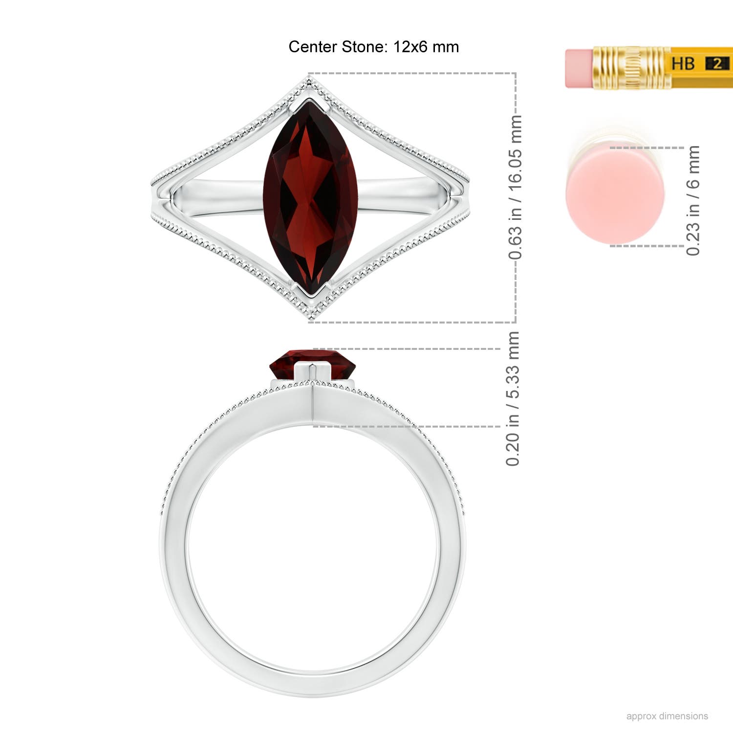 AA - Garnet / 1.85 CT / 14 KT White Gold