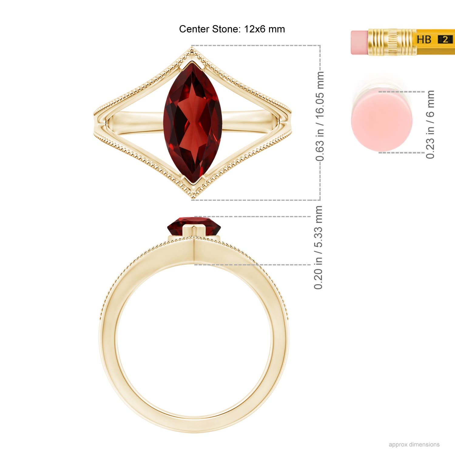 AAAA - Garnet / 1.85 CT / 14 KT Yellow Gold