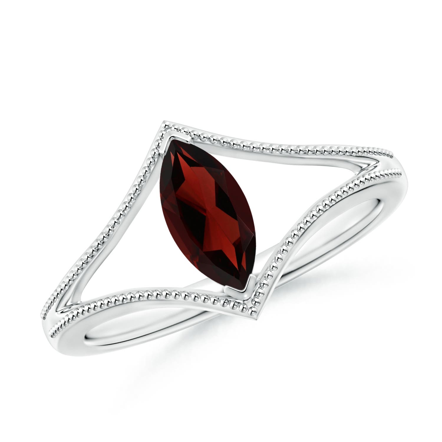 AA - Garnet / 0.6 CT / 14 KT White Gold