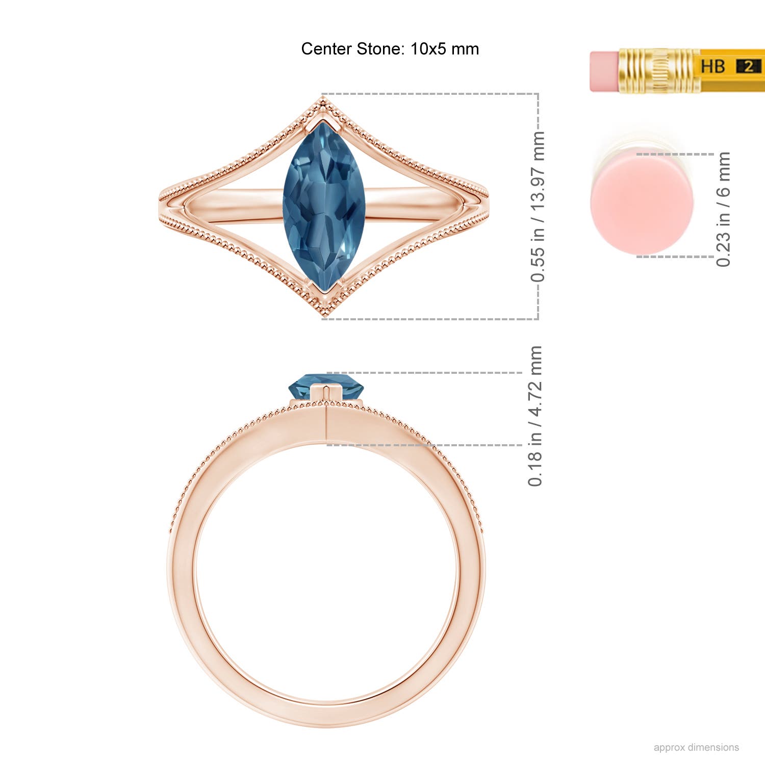 A - London Blue Topaz / 1.2 CT / 14 KT Rose Gold