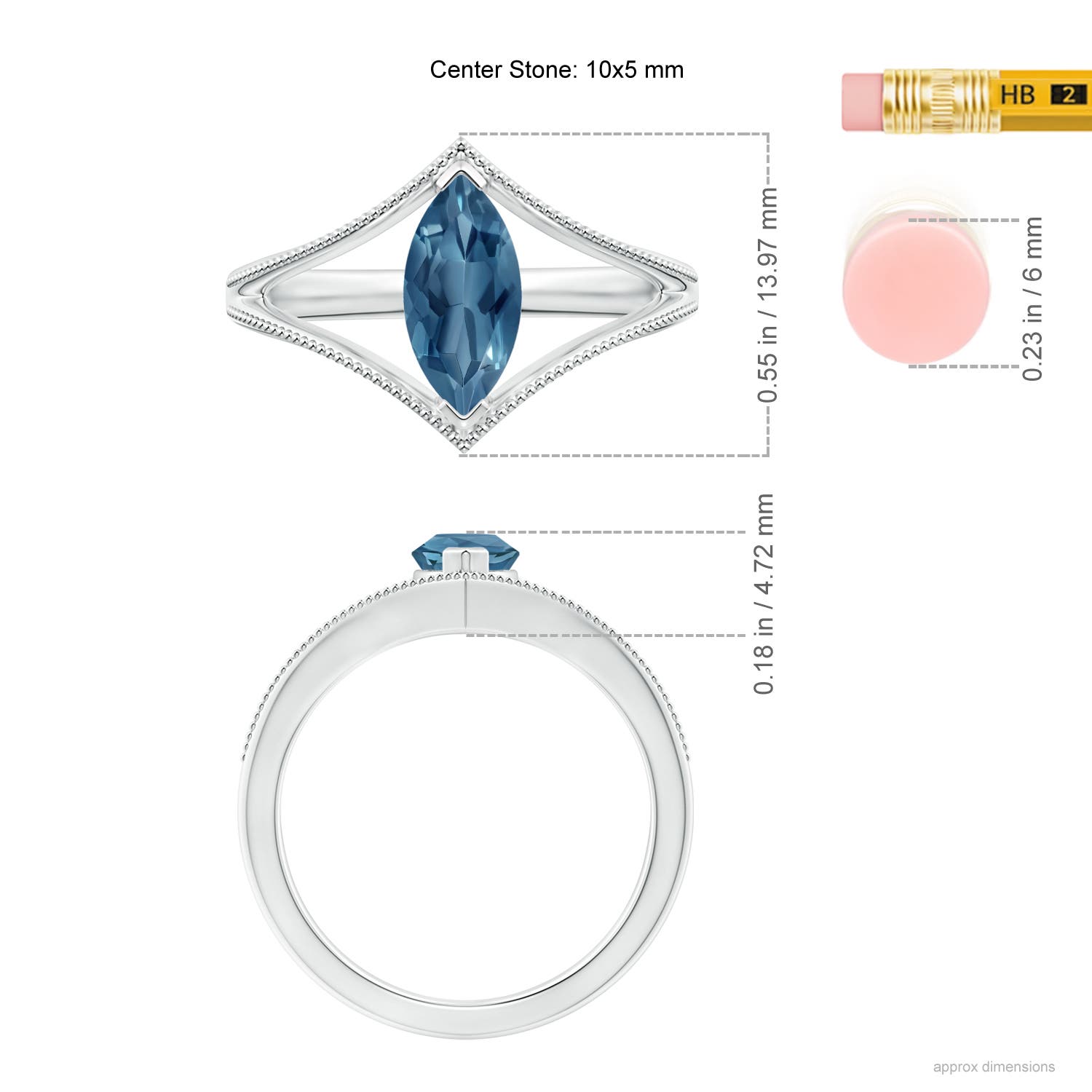 A - London Blue Topaz / 1.2 CT / 14 KT White Gold