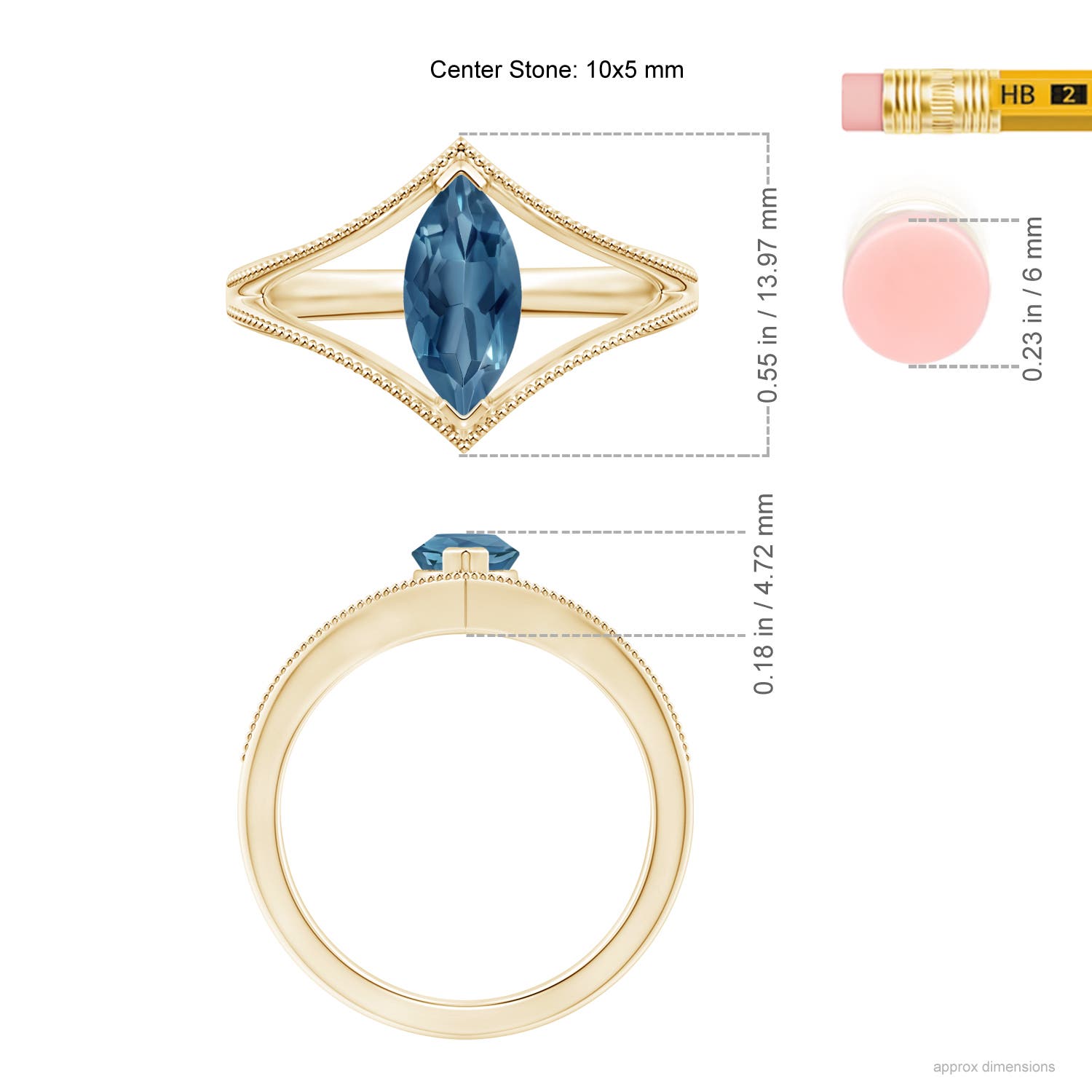 A - London Blue Topaz / 1.2 CT / 14 KT Yellow Gold