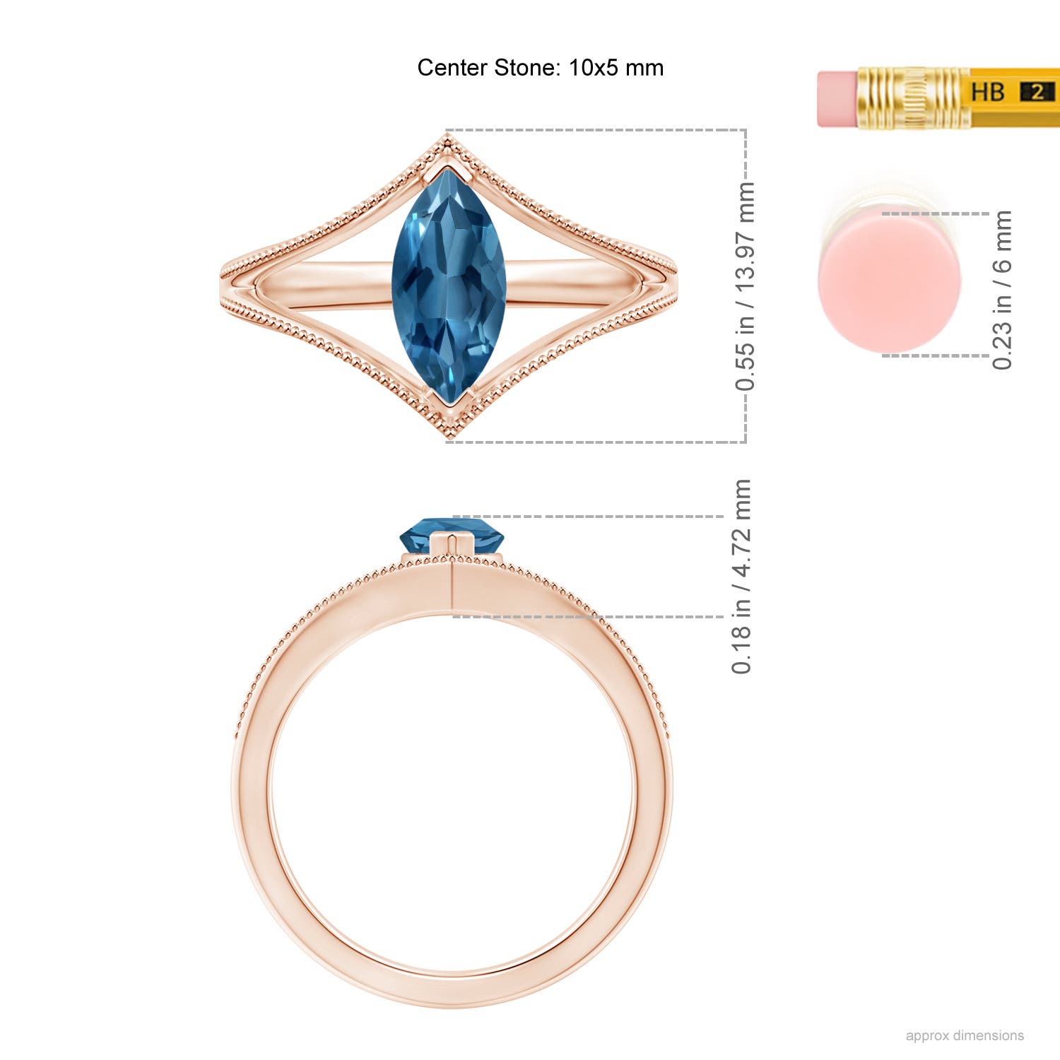 AA - London Blue Topaz / 1.2 CT / 14 KT Rose Gold