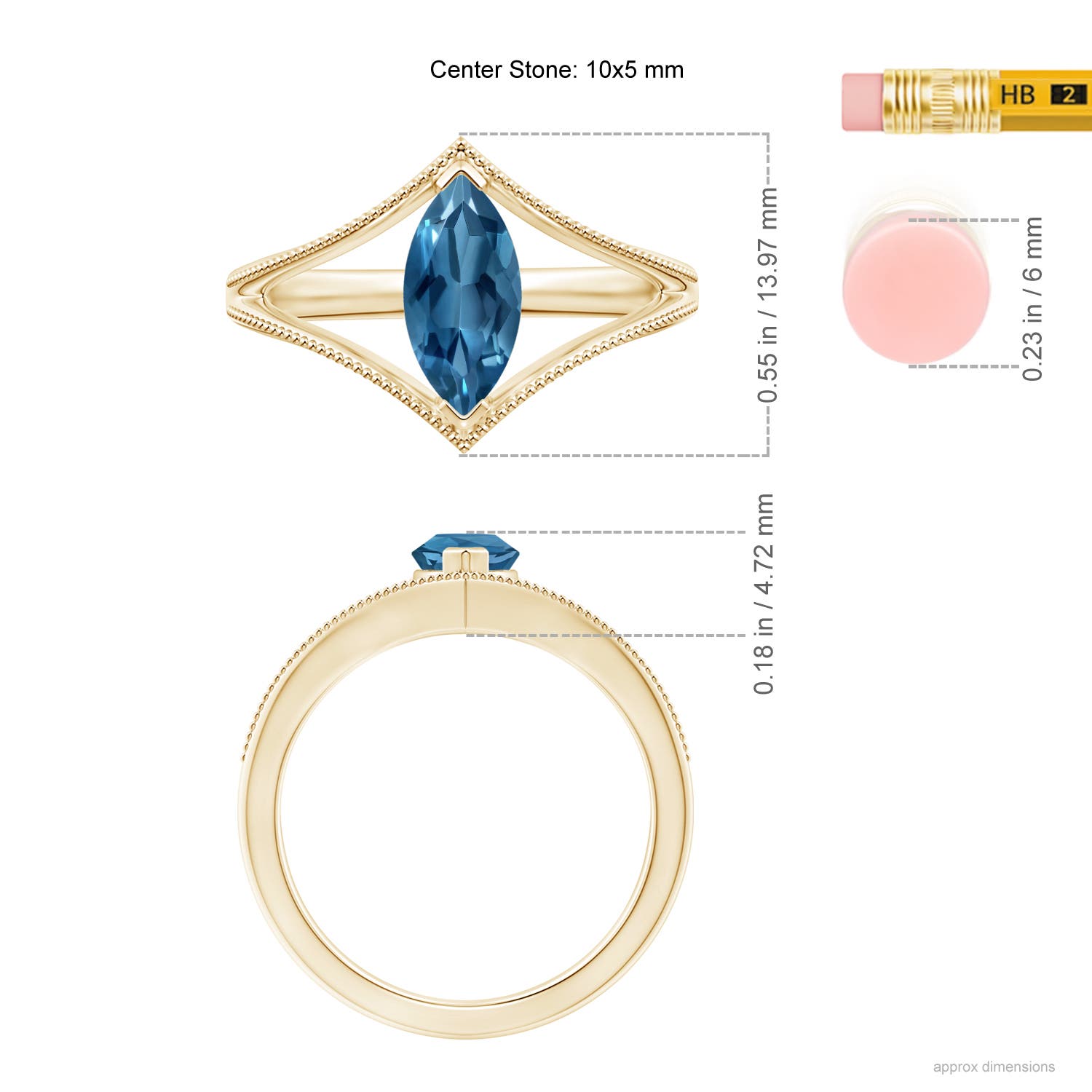 AA - London Blue Topaz / 1.2 CT / 14 KT Yellow Gold