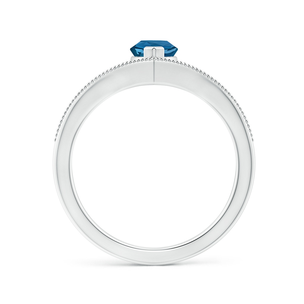 10x5mm AAA Marquise London Blue Topaz Split Shank Ring with Milgrain in White Gold - side 1