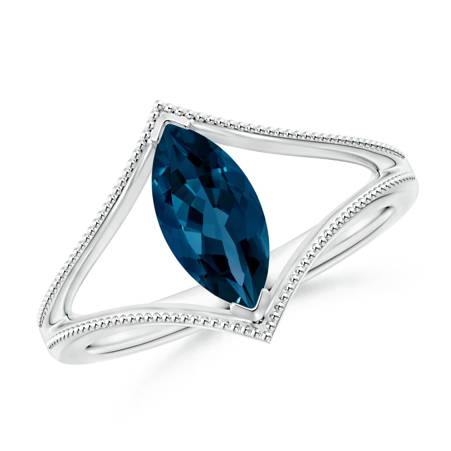 AAAA - London Blue Topaz / 1.2 CT / 14 KT White Gold