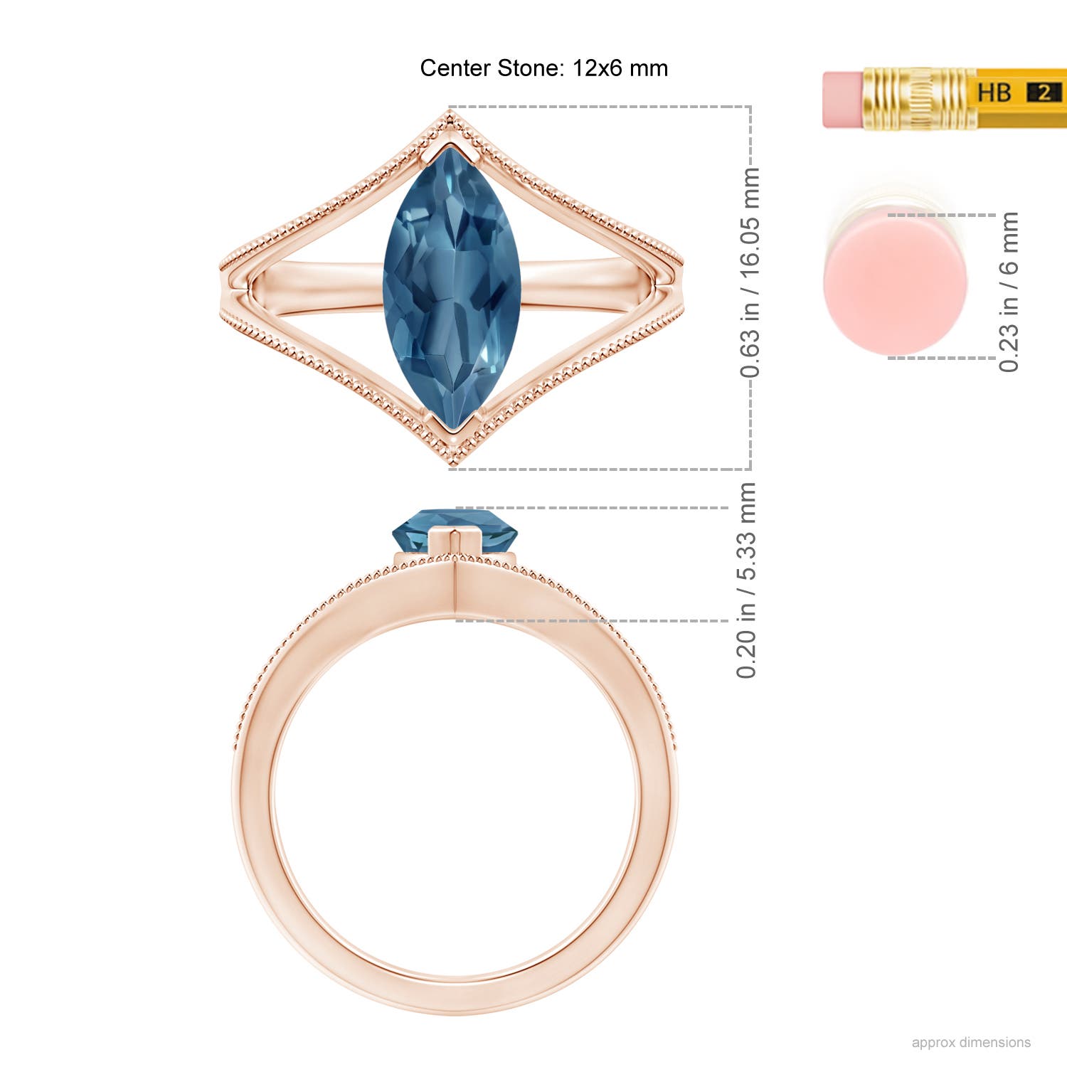 A - London Blue Topaz / 1.9 CT / 14 KT Rose Gold