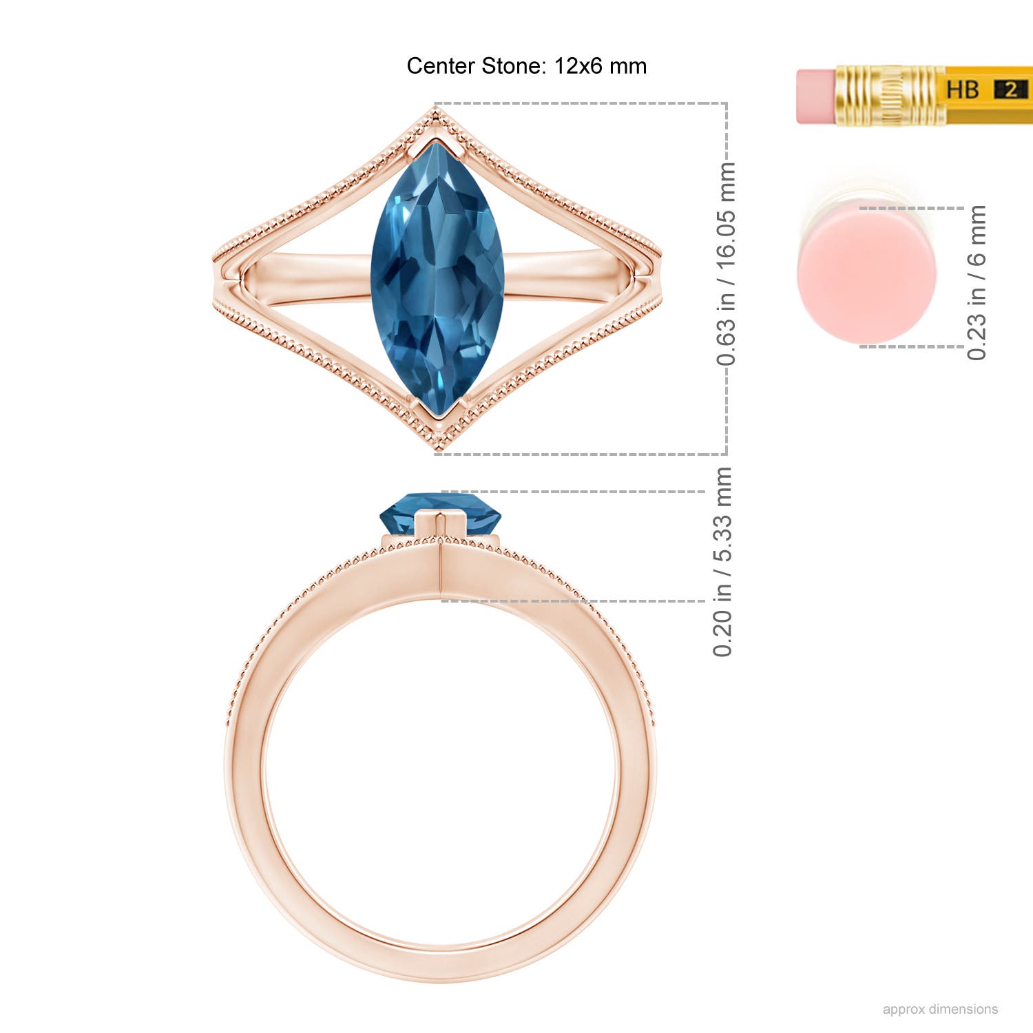 AA - London Blue Topaz / 1.9 CT / 14 KT Rose Gold