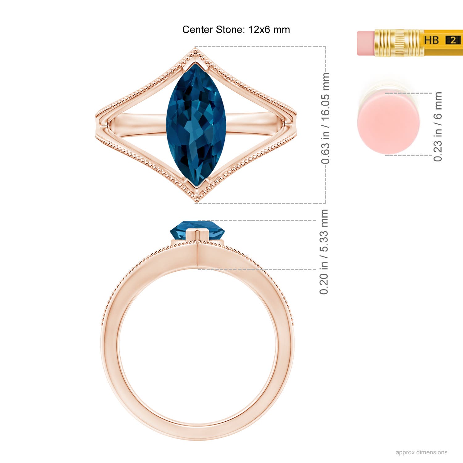 AAA - London Blue Topaz / 1.9 CT / 14 KT Rose Gold