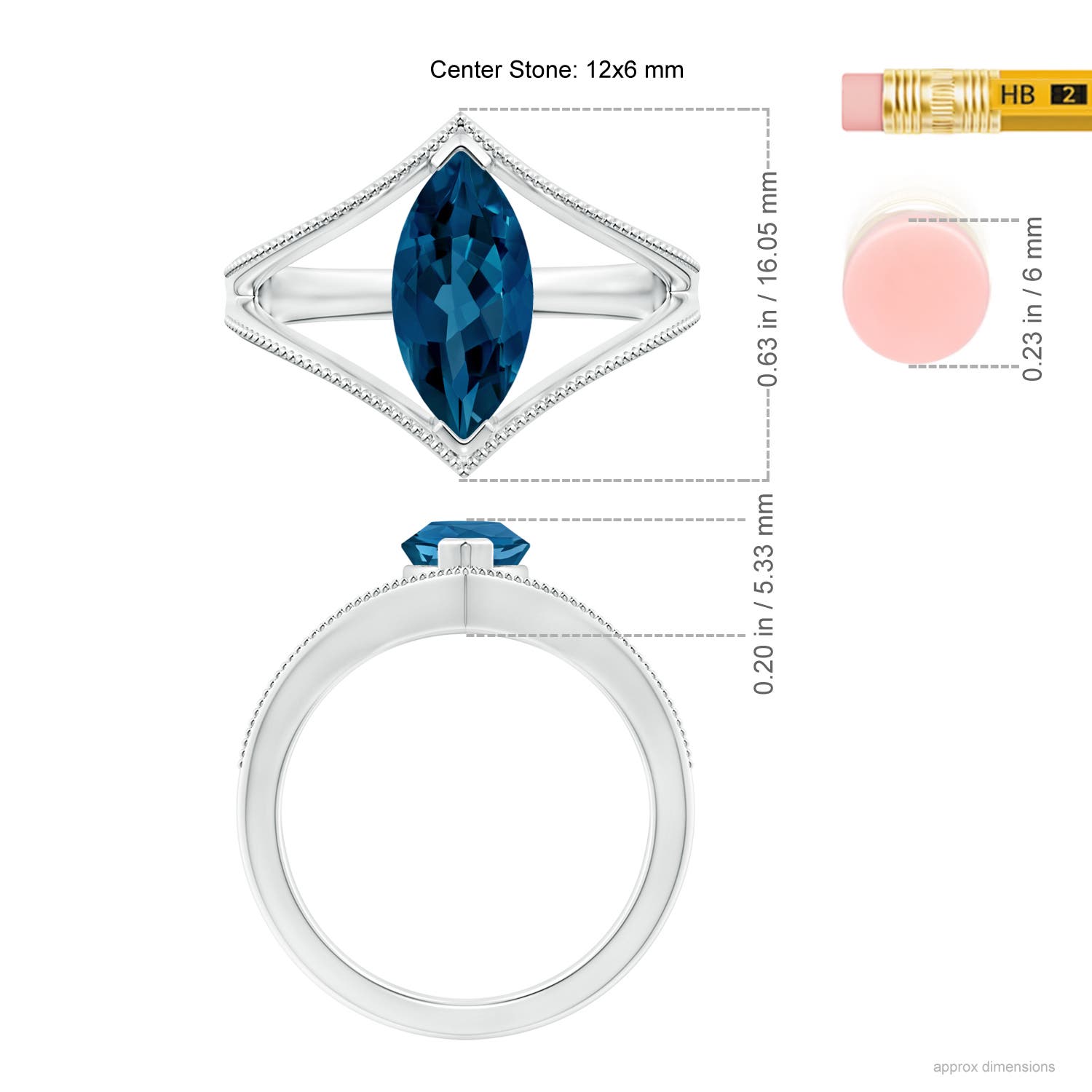 AAA - London Blue Topaz / 1.9 CT / 14 KT White Gold