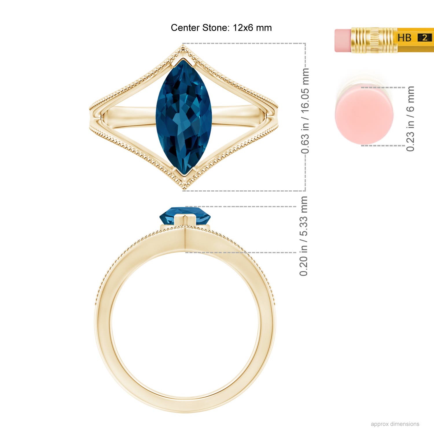 AAA - London Blue Topaz / 1.9 CT / 14 KT Yellow Gold