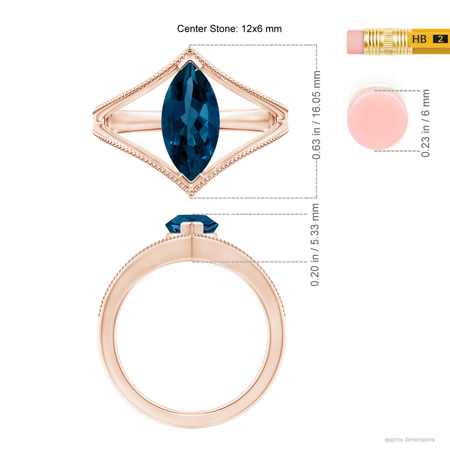 AAAA - London Blue Topaz / 1.9 CT / 14 KT Rose Gold