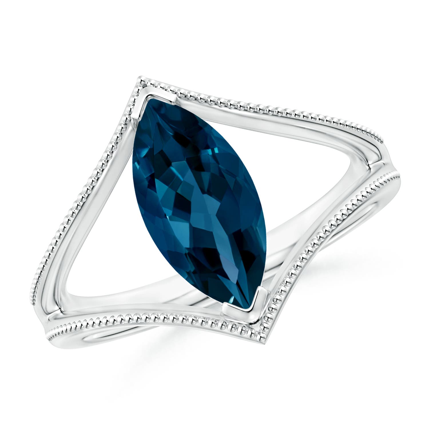 AAAA - London Blue Topaz / 1.9 CT / 14 KT White Gold