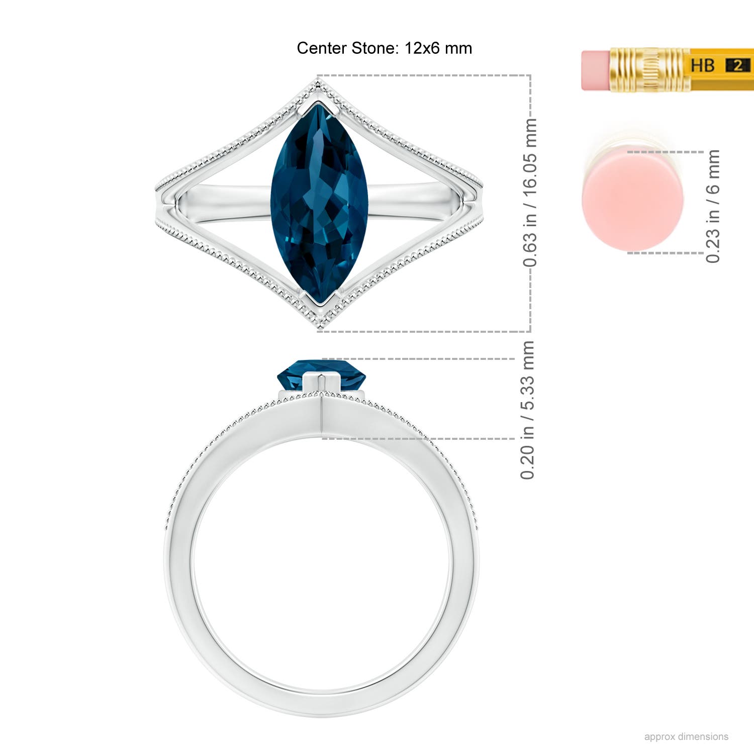 AAAA - London Blue Topaz / 1.9 CT / 14 KT White Gold