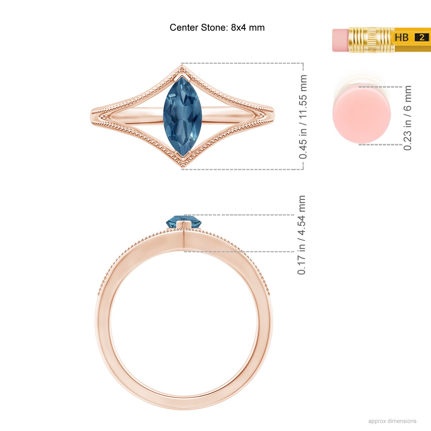 A - London Blue Topaz / 0.6 CT / 14 KT Rose Gold